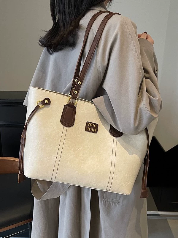 Плечевая сумка ретро демисезона, вместительная Tote, 40×12×25 см, универсальная
