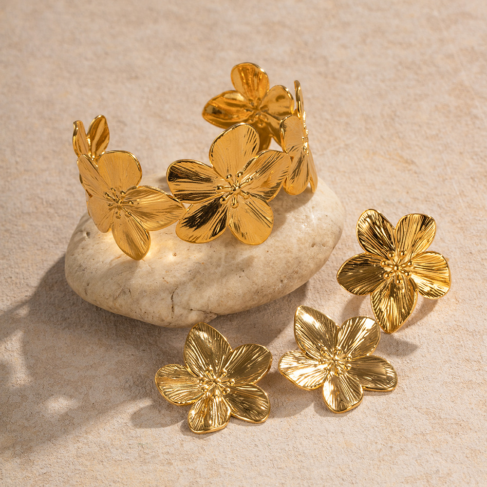 Juego de Joyas de Boda Estilo Europeo y Americano Wanxing, Joyería Versátil de Lujo Ligero con Flores Doradas para Playa, Accesorios de Joyería al por Mayor