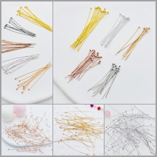 Ball Needles in Various Sizes 100 Pieces/Pack DIY Jewelry Accessories Copper Color-Preserving Round Head Needles Ancient Style Hairpin Materials Wholesale