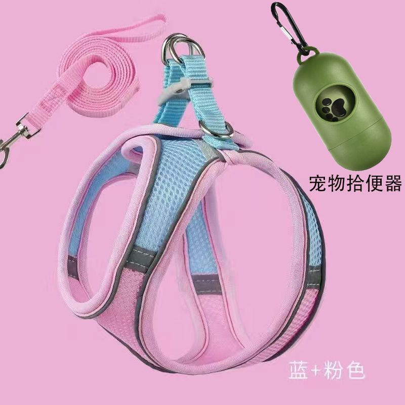 猫咪牵引绳可爱背心式胸背防挣脱幼猫魔术贴安全扣反光宠物遛猫绳|undefined