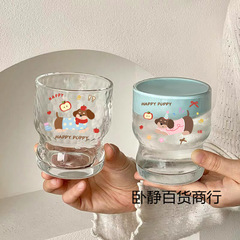 ins玻璃杯高级咖啡杯小众创意卡通家用水杯女学生冰美式牛奶杯子