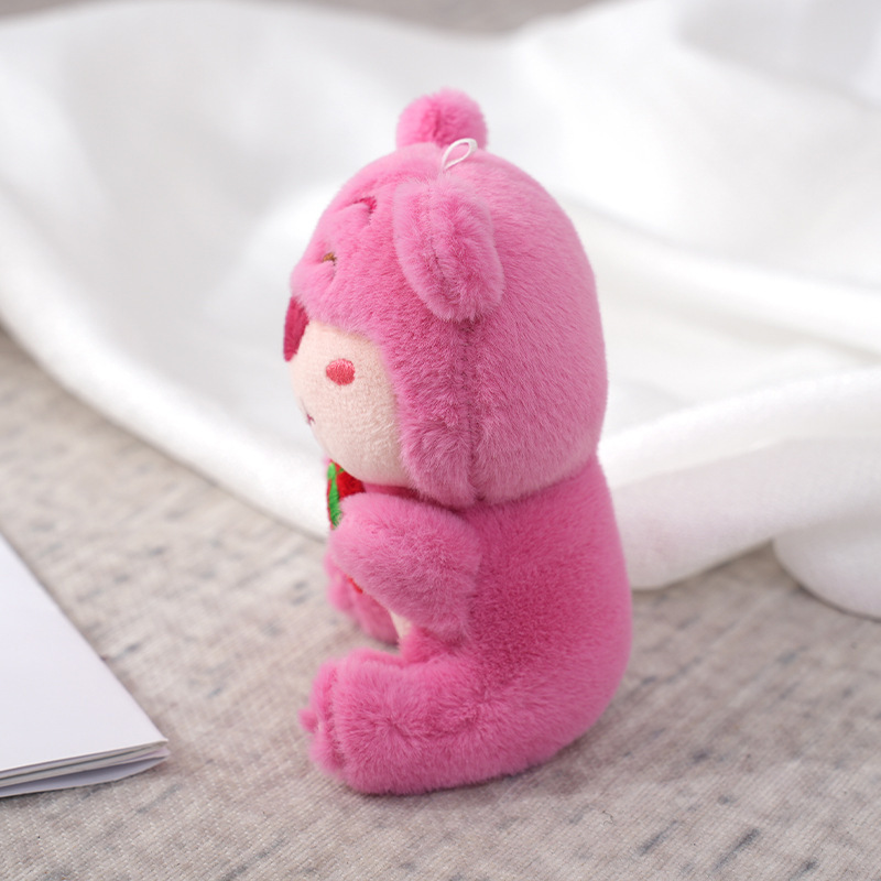 インターネット有名人クリエイティブ眠っている顔イチゴクマ人形ぬいぐるみキーホルダーバッグペンダントペンダントグラブ人形|undefined