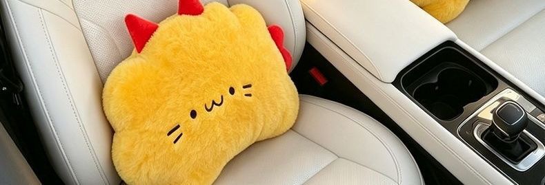 Headrest suitable for all seasons, same style lumbar support cushion, waist-protecting pillow, cartoon car seat cushion, cute car pillow