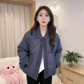 牛仔拼接棉服女短款冬季2025新款韩系加厚设计感小个子保暖外套