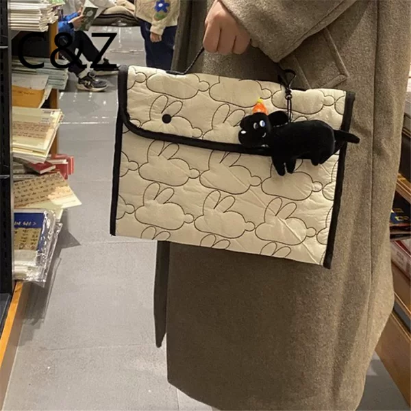 Ins Hot Selling Korean Embroidered Rabbit Pattern Portable Tablet Bag 11/13 inch iPad Notebook Storage Bag