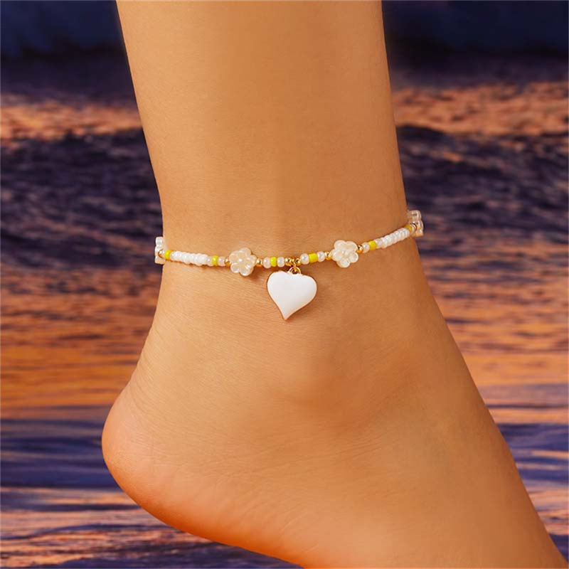 8g Weight Anklet Classification 1 Piece Quantity Holiday, Beach Occasion Seed Bead Material Heart Shape Pattern All Seasons Season Women's Gender Simple Style, Classic Style Style Wholesale Jewelry Simple Style Classic Style Heart Shape Seed Bead Anklet 26