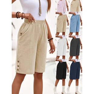 T 45962 Cotton Linen Solid Color Shorts ���鼃ɫ��ѝ �羳��
