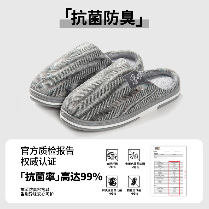 洁丽雅抗菌居家棉拖鞋女款2025新爆款防滑加绒保暖秋冬情侣拖男士|undefined