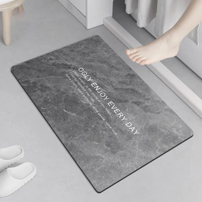 Marble Pattern Household Bathroom Carpet Non-Slip Floor Mat Diatom Mud Quick-Drying Water Absorbing Dirt-Resistant Mat for Toilet Doorway
