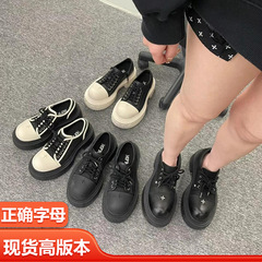 SMFK米奇大头鞋德比鞋女真皮低帮厚底增高十字花老爹鞋丑萌帆布鞋