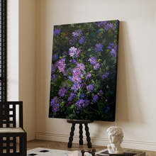 紫罗兰玄关手绘油画抽象紫色花卉肌理画客厅大幅装饰画无边框挂画