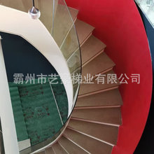 半圆形电镀钢化玻璃护栏S型复式洋房家装卷板楼梯钢结构卷弧楼梯
