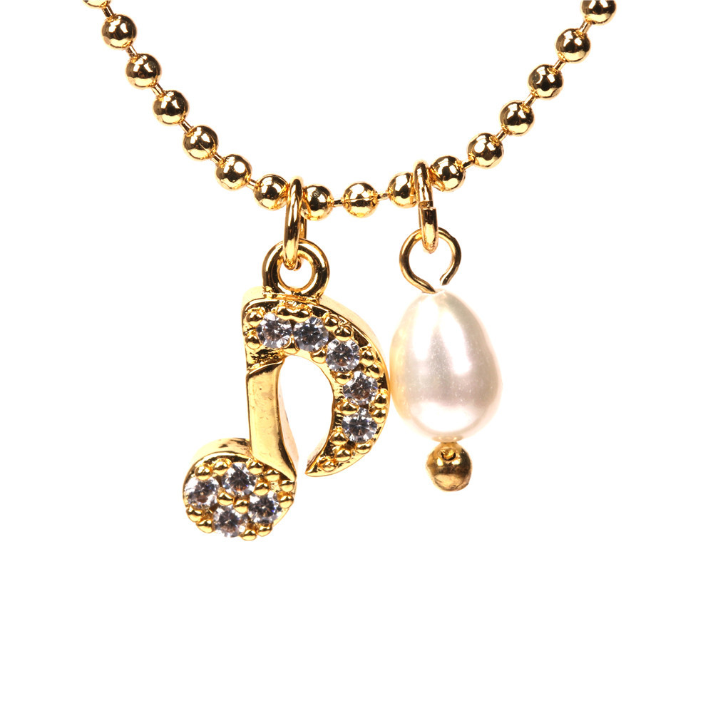 wholesale jewelry ship butterfly musical note pendant copper necklace nihaojewelry