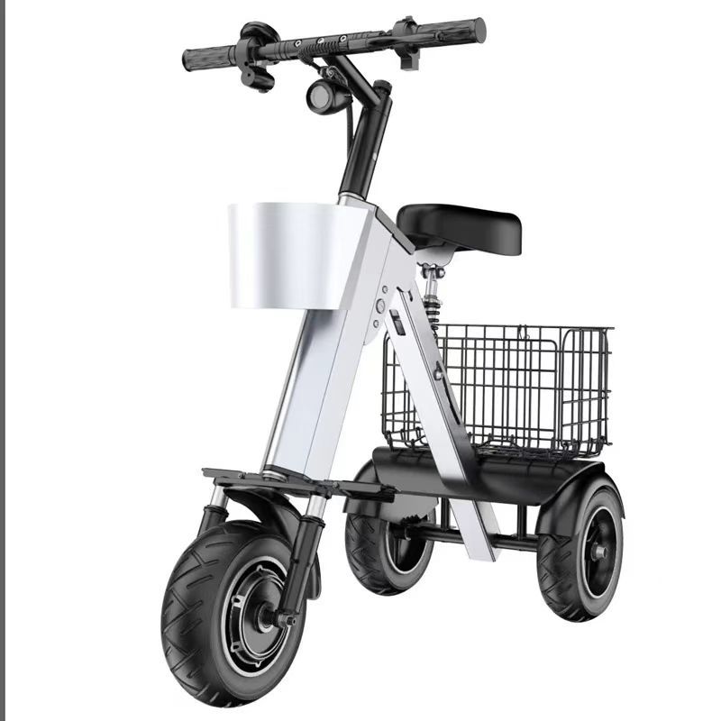 Cross-Border Folding Electric Vehicle, Aluminum Alloy Mobility Scooter, Power-Assisted Electric Tricycle, Small Household Electric Vehicle, Car-Mounted Battery-Powered Vehicle
