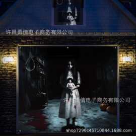 热卖万圣节车库横幅女鬼南瓜车库门横幅背景布挂布派对旗帜横幅