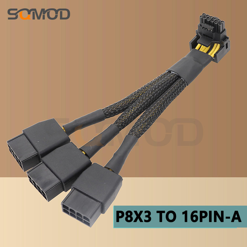 RTX40 Series 3x8pin 8PIN to 16Pin 12vhpwr Connector 90 Degree Elbow New Graphics Cable