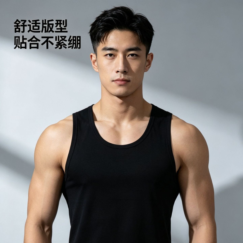 140g 35% polyester-cotton men's ribbed tank top for inner wear, summer lightweight, loose, sleeveless, for sports and fitness 140g 35% polyester-cotton men's ribbed tank top for inner wear, summer lightweight, loose, sleeveless, for sports and fitness