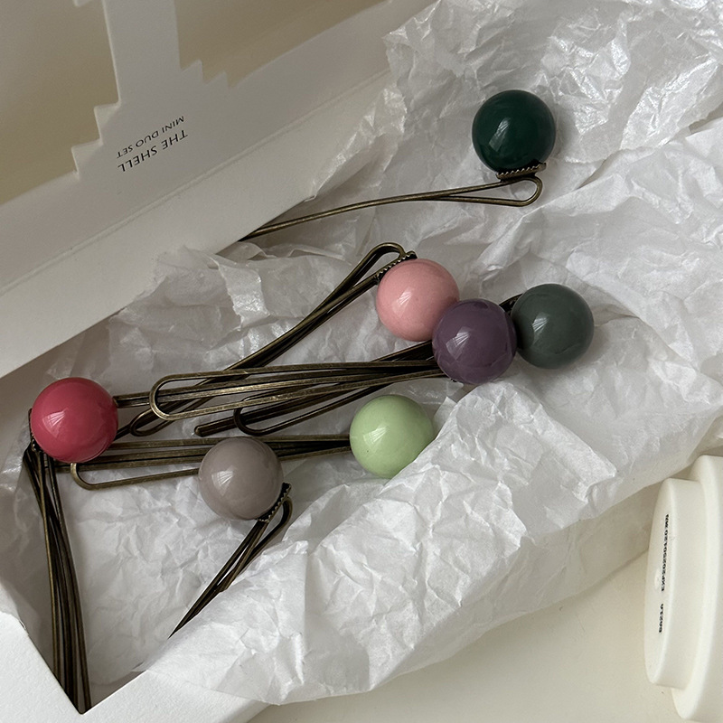 Kórejský štýl, roztomilá trojrozmerná farebná guľa, jeden znak, sponka do vlasov, nová sponka do vlasov s ofinou, sponka na boky, všestranná sponka do vlasov, vlasové doplnky, čelenka_voghion.com
