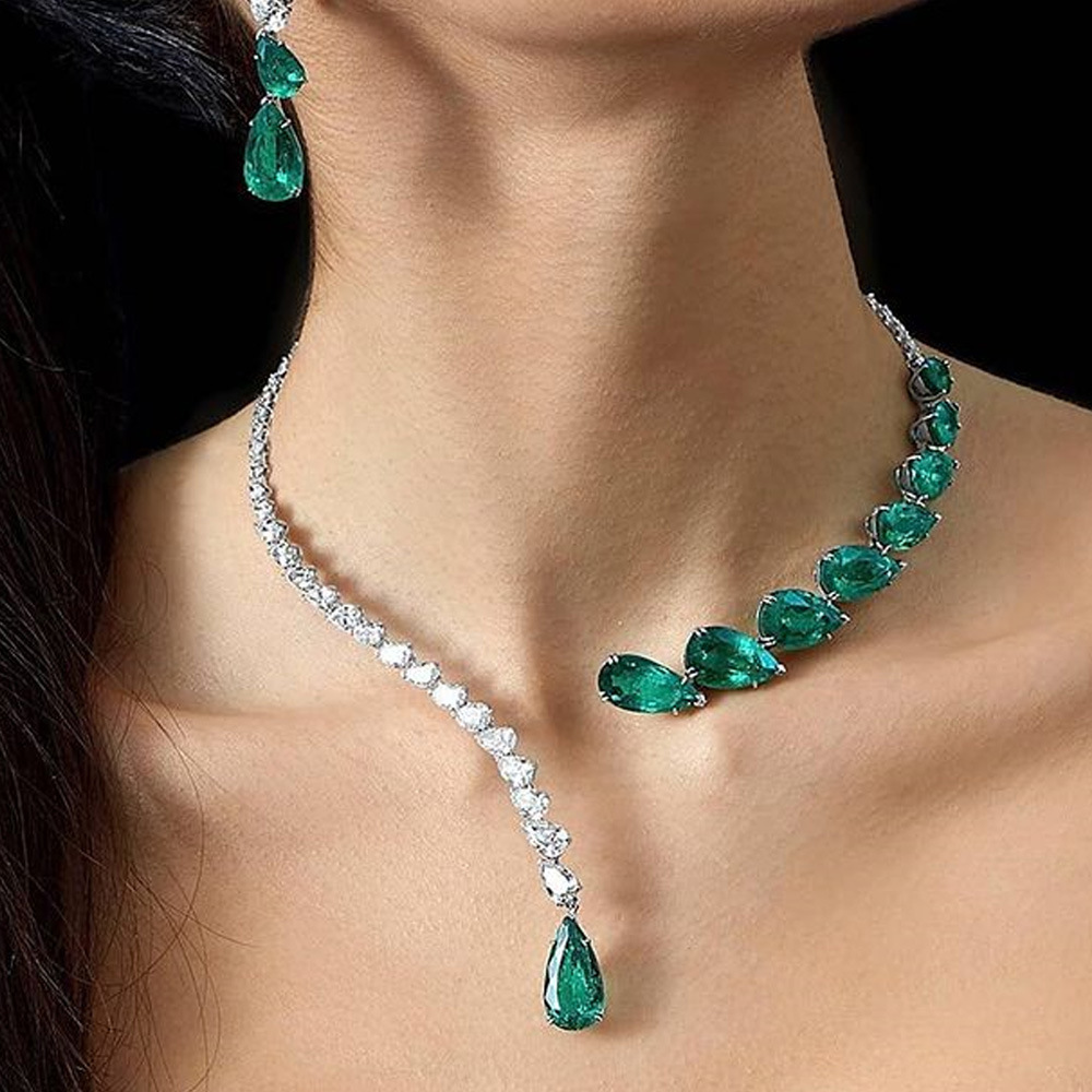 Women'S Gender Retro Bridal Water Droplets Alloy Plating Inlay Rhinestones Zircon Women's Necklace