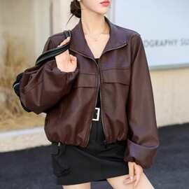 暖枫莱美式复古皮衣外套女短款洋气2026春秋新款小众设计感休闲皮