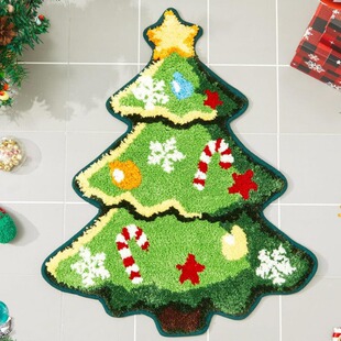 Cross-border Flocking Shaped Floor Mat Christmas Tree Floor Mat Cashmere Bathroom Floor Mat Home Door Mat Holiday Decoration Floor Mat