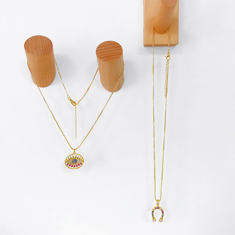 Fashion geometric emoji copper necklace wholesale