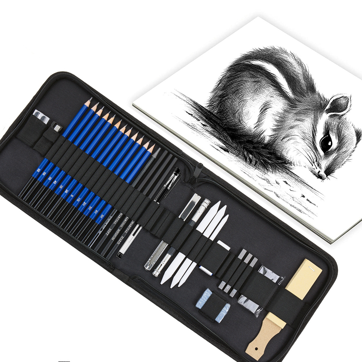 34 unids profesional dibujo lápiz traje sketch traje principiante suministros de arte Amazon sketch lápiz al por mayor