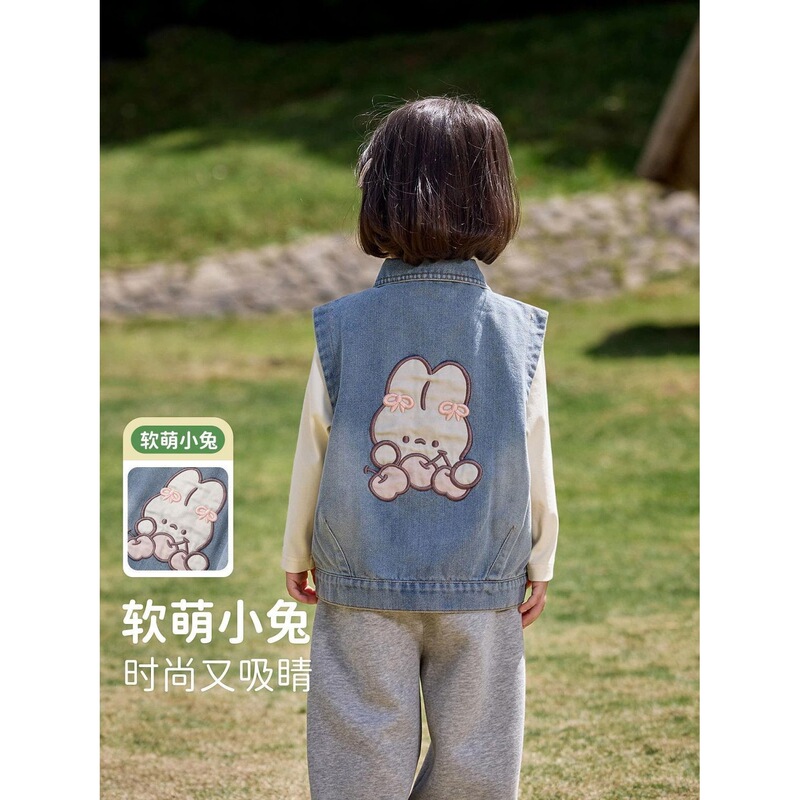 女童春秋季牛仔儿童马甲2025新款小女孩宝宝外穿秋款儿童马夹背心|undefined