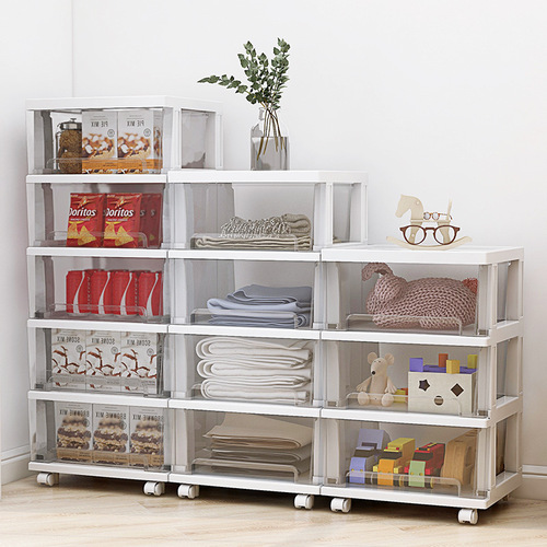 Kitchen and bathroom plastic multi-layer drawer-type storage rack toy organizer snack storage box transparent cabinet storage rack