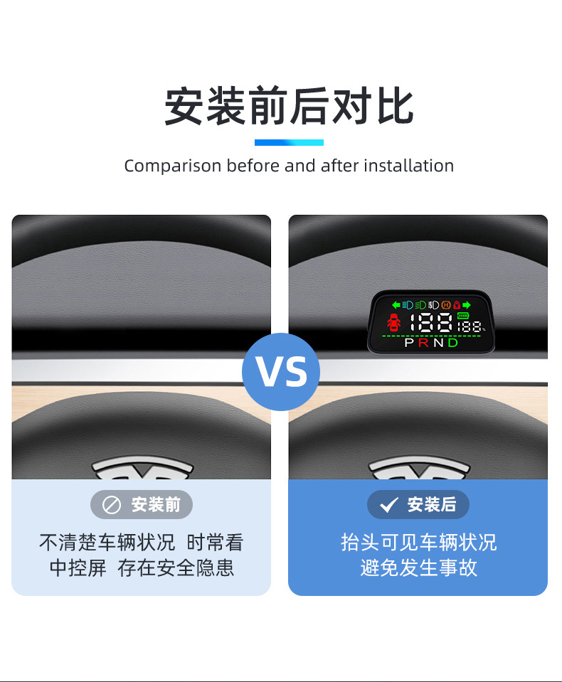 Tesla Smart Hud Head-Up Display Universal Car Gps Satellite Time Speedometer High-Definition Car Display
