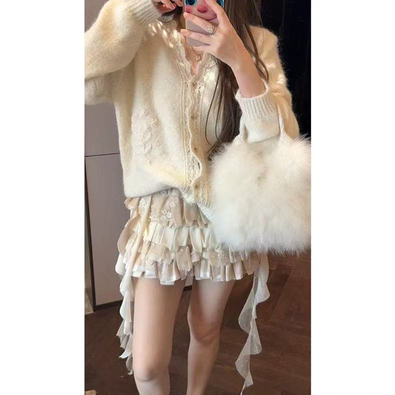 法式设计甜美风重工立体花软糯长袖针织开衫秋季新品高级感毛衣女|undefined