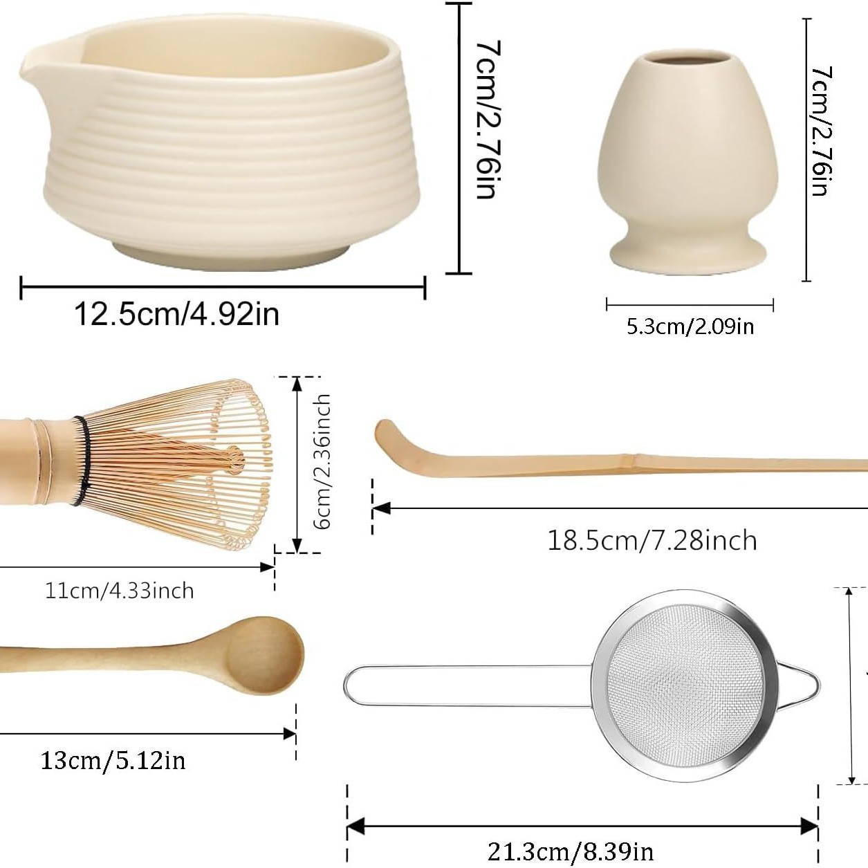 Conjunto de herramientas de matcha de cerámica transfronteriza con cuenco de boca, herramientas de orden de té, cuenco de matcha japonés con conjunto de paneles de té