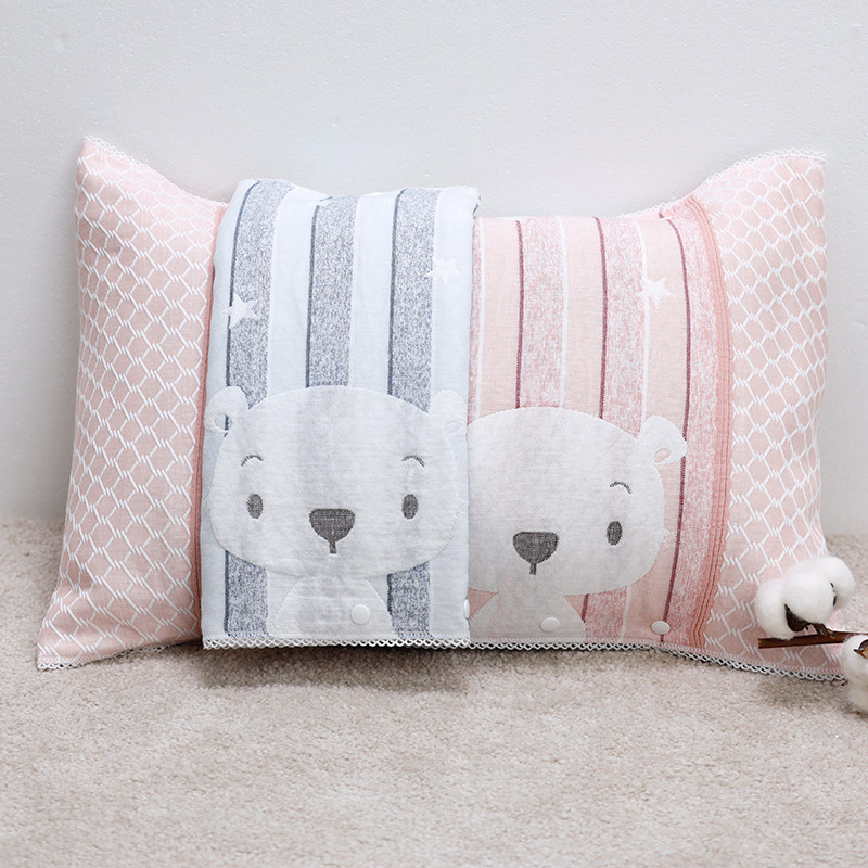 Children's baby pillowcase soft household cotton pillowcase pure cotton pillowcase Korean three-layer gauze student pillowcase
