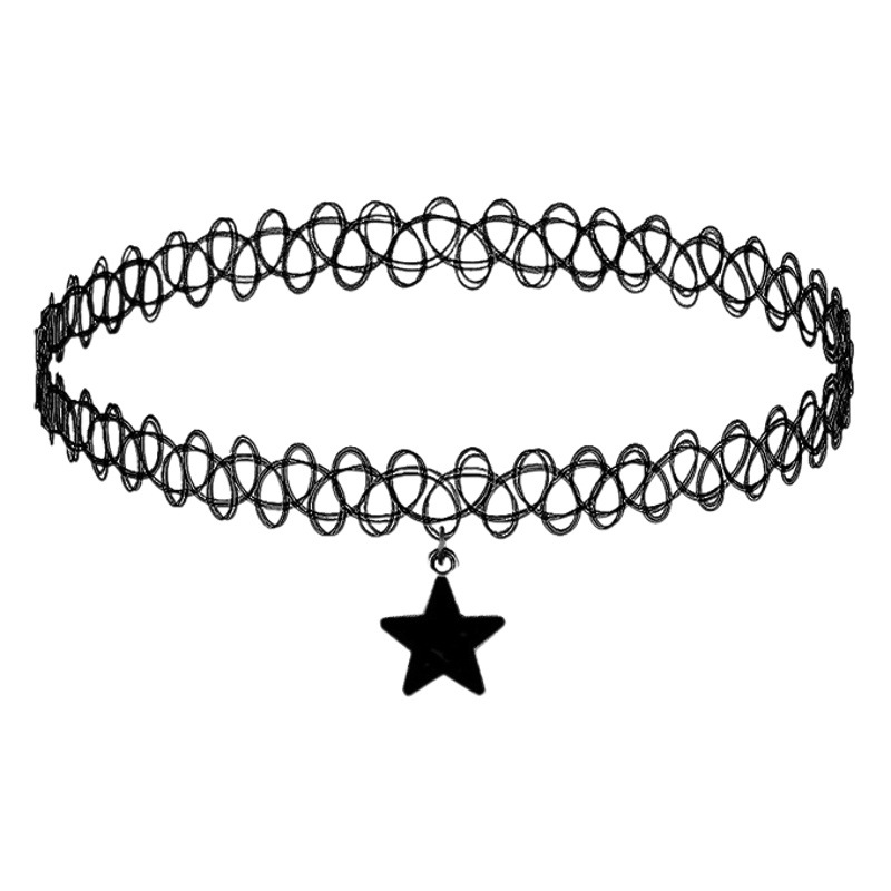 European and American cross-border retro jewelry all-match necklace female tatto clavicle tattoo chain star pendant choker necklace