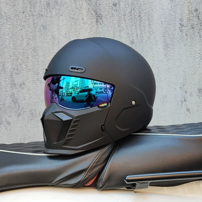 Motosiklet dəbilqələri – Retro Helmet for Men and Women - m-matt-black-color-plated