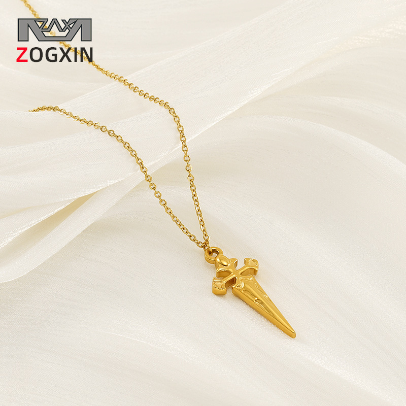 Europa y América cruzada simple retro collar de cruz mujer moda universal hombre y mujer colgante de acero inoxidable collar de clavícula mujer