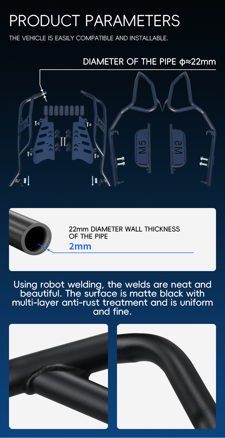 Suitable for No.9 M5 crash guards, front and rear bumpers, 100/125/200 electric vehicle rear racks, and footrest modification parts