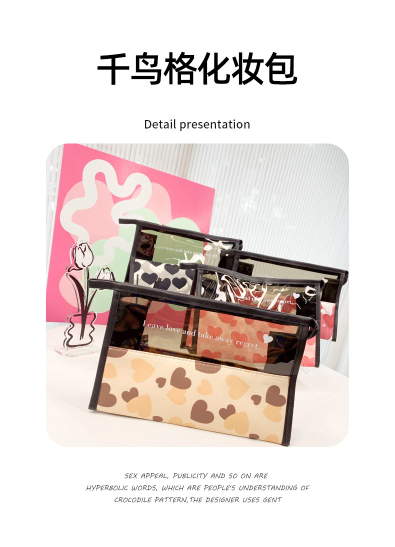 Simple and large-capacity mesh makeup bag, transparent pvc storage bag for cosmetics and toiletries details Picture