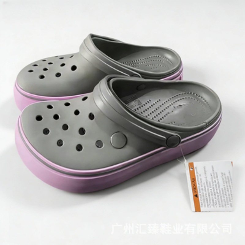 Zapatos de cañón para mujeres con base gruesa Carobán verano nuevo arco iris anti-deslizante con base suave zapatillas de playa transpirables