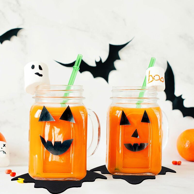 フェルトコウモリ食事マットハロウィーンテーブルマットブラックコウモリ滑り止め耐熱食器マットパーティーテーブルデコレーション用品|undefined
