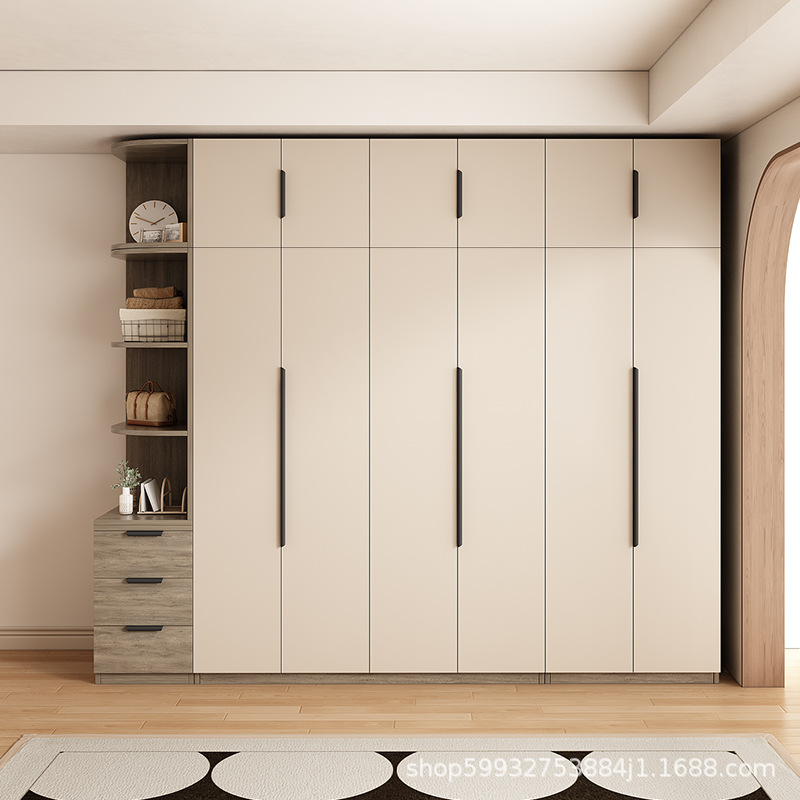 Armario doméstico dormitorio moderno simple puerta abierta pequeña casa de alquiler almacenar armario de almacenamiento armario de lujo ligero