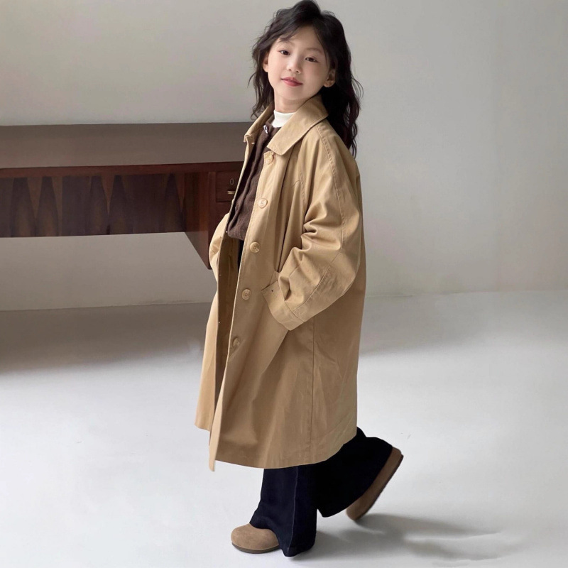 女童长款风衣新款春装外套春秋款大童英伦风童装女孩春季大衣|undefined