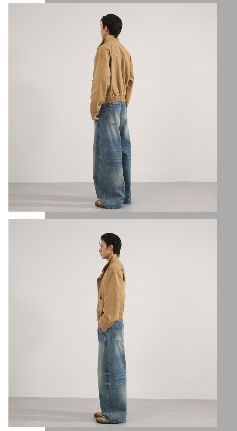LKTM Men's Vintage Light Wash Baggy Jeans Relaxed Fit Wide Leg Bootcut Trousers with Whisker Distressing_viptrois.com