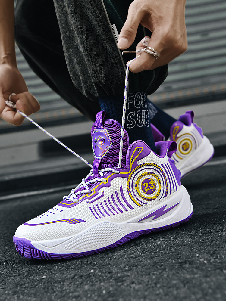 Zapatos de baloncesto de alto nivel transfronterizos, zapatos deportivos para estudiantes de primaria y secundaria, zapatos deportivos de fricción profesional con sonido.