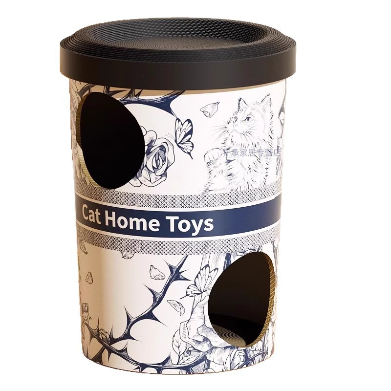 Tablero para rascarse el gato, nido para gatos, villa para gatos de doble capa, taza de café, cubo de té con leche, papel corrugado resistente al desgaste, tablero de patas de gato, casa de refugio para gatos