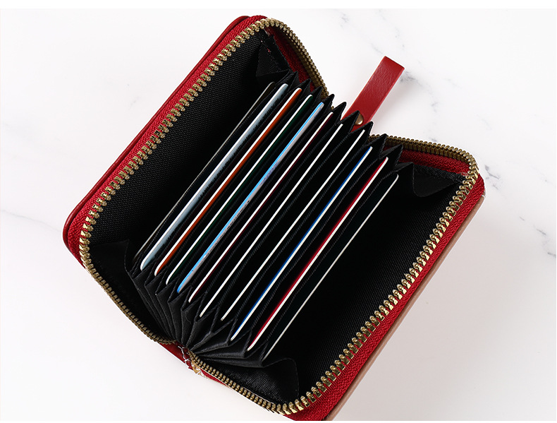 Zipper Closure Type Fashion Letter Color Block Square Zipper Card Holder
