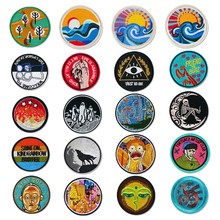 电脑绣花艺术梵高系列圆形DIY刺绣布贴彩色画羽绒服装饰补丁贴