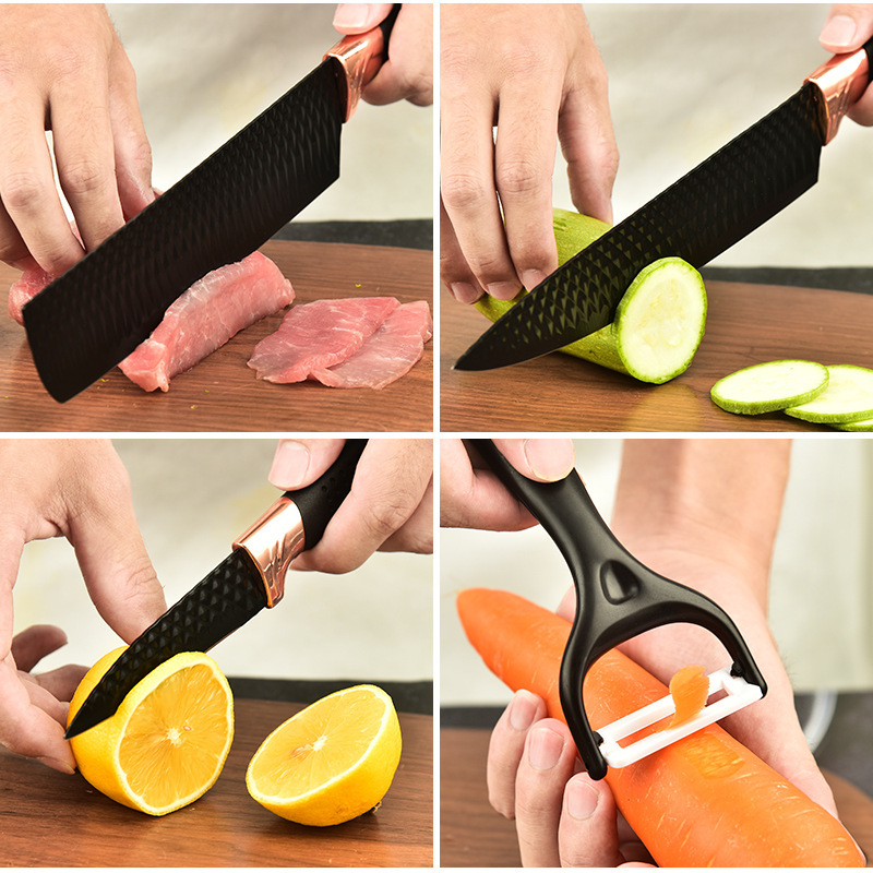 Cuchillo antiadherente transfronterizo con patrón de diamante, cuchillo de cabeza galvanizado, cuchillo de cocina casero, cuchillo de caja de regalo, cuchillo de cocina