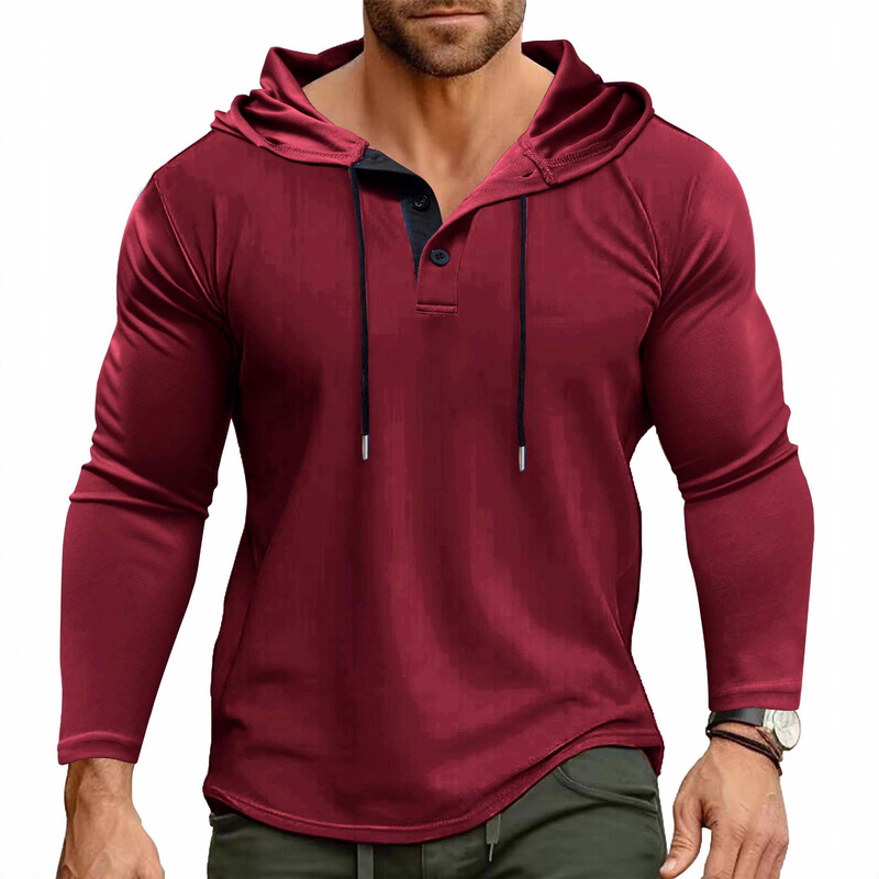2025 Cross-Border Men's Sports Comfortable Loose Drawstring Hoodie, Autumn and Winter Trendy Hooded Long-Sleeved Top Quick-Drying