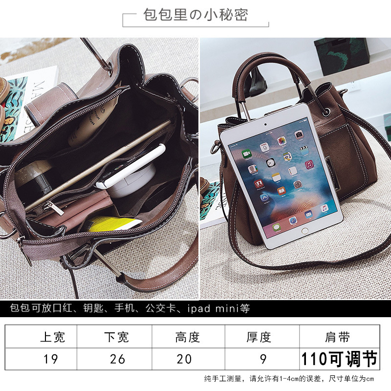 new trendy messenger bag fashion simple retro shoulder bag portable bucket bagpicture3
